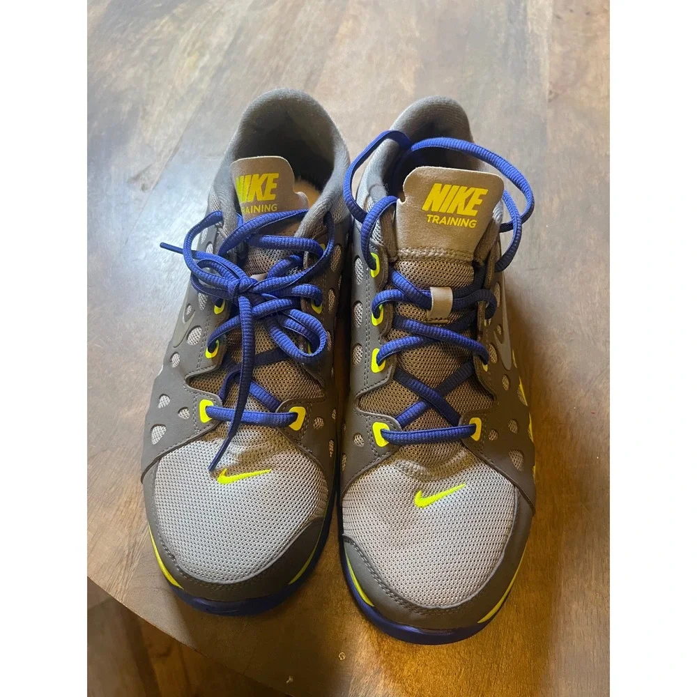 Nike‎ Womens Training Shoes Mesh Breathable Grey Blue Yellow Size 9.5